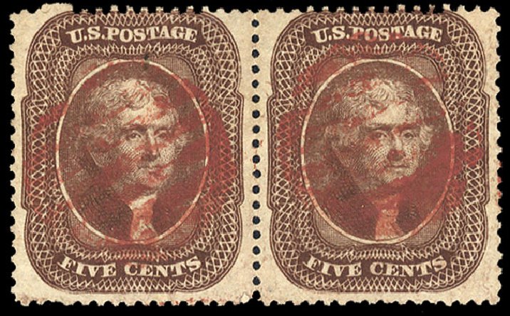 US Stamps Values Scott Cat. # 30A - 1860 5c Jefferson. Cherrystone Auctions, Nov 2010, Sale 201011, Lot 48