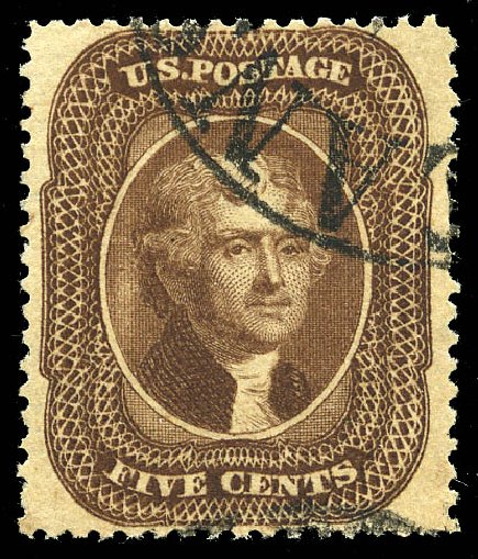 Values of US Stamp Scott Cat. #30A: 5c 1860 Jefferson. Matthew Bennett International, May 2014, Sale 350, Lot 70