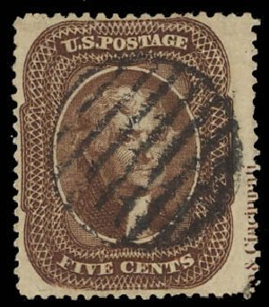 US Stamp Value Scott Cat. 30A - 5c 1860 Jefferson. Daniel Kelleher Auctions, Aug 2012, Sale 631, Lot 730
