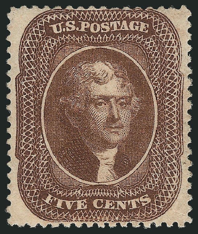 US Stamp Price Scott #30A: 1860 5c Jefferson. Robert Siegel Auction Galleries, Nov 2013, Sale 1061, Lot 3440