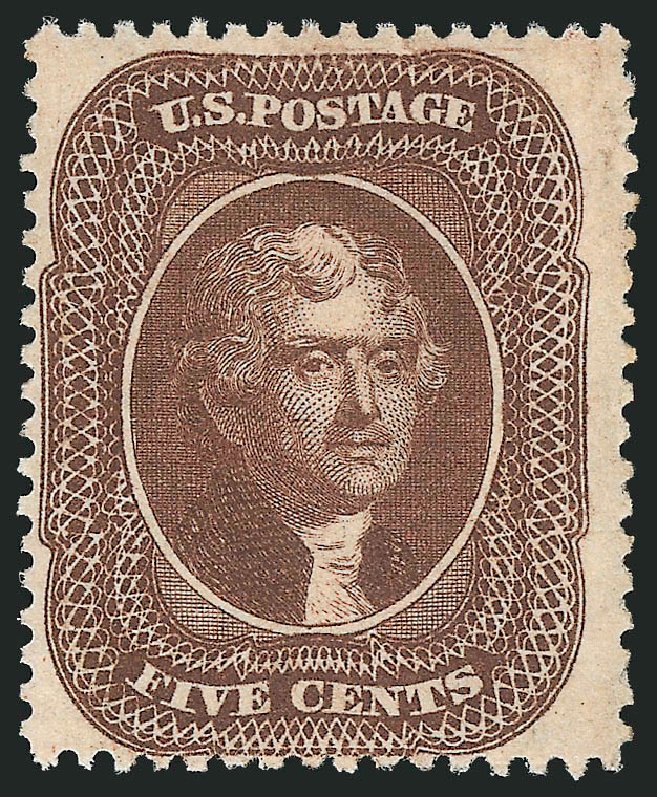 US Stamp Price Scott Cat. # 30A - 1860 5c Jefferson. Robert Siegel Auction Galleries, Mar 2014, Sale 1067, Lot 950