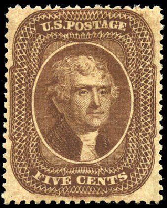 Costs of US Stamps Scott Catalogue # 30A: 1860 5c Jefferson. Matthew Bennett International, Sep 2011, Sale 338, Lot 1711