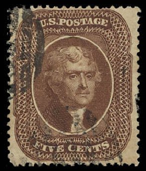 Value of US Stamp Scott Cat. # 30A - 1860 5c Jefferson. Daniel Kelleher Auctions, Aug 2012, Sale 631, Lot 731