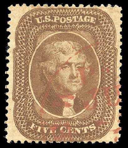US Stamps Value Scott # 30A - 1860 5c Jefferson. Matthew Bennett International, Sep 2010, Sale 333, Lot 3394