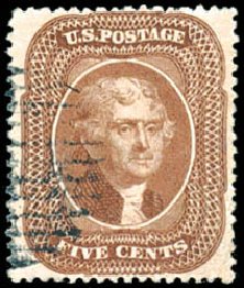Cost of US Stamp Scott Catalog 30A - 5c 1860 Jefferson. Schuyler J. Rumsey Philatelic Auctions, Apr 2015, Sale 60, Lot 1984