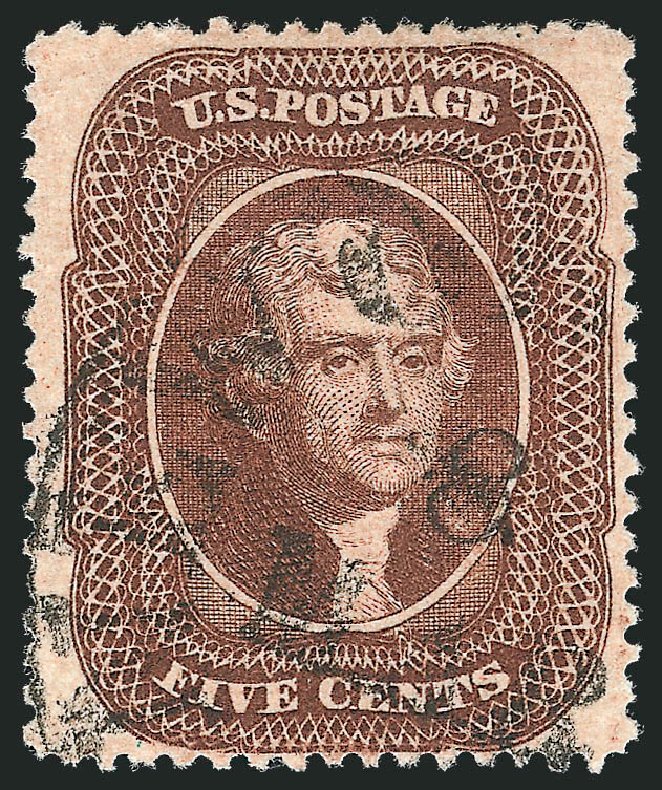Values of US Stamps Scott #30A: 1860 5c Jefferson. Robert Siegel Auction Galleries, Oct 2011, Sale 1014, Lot 1104