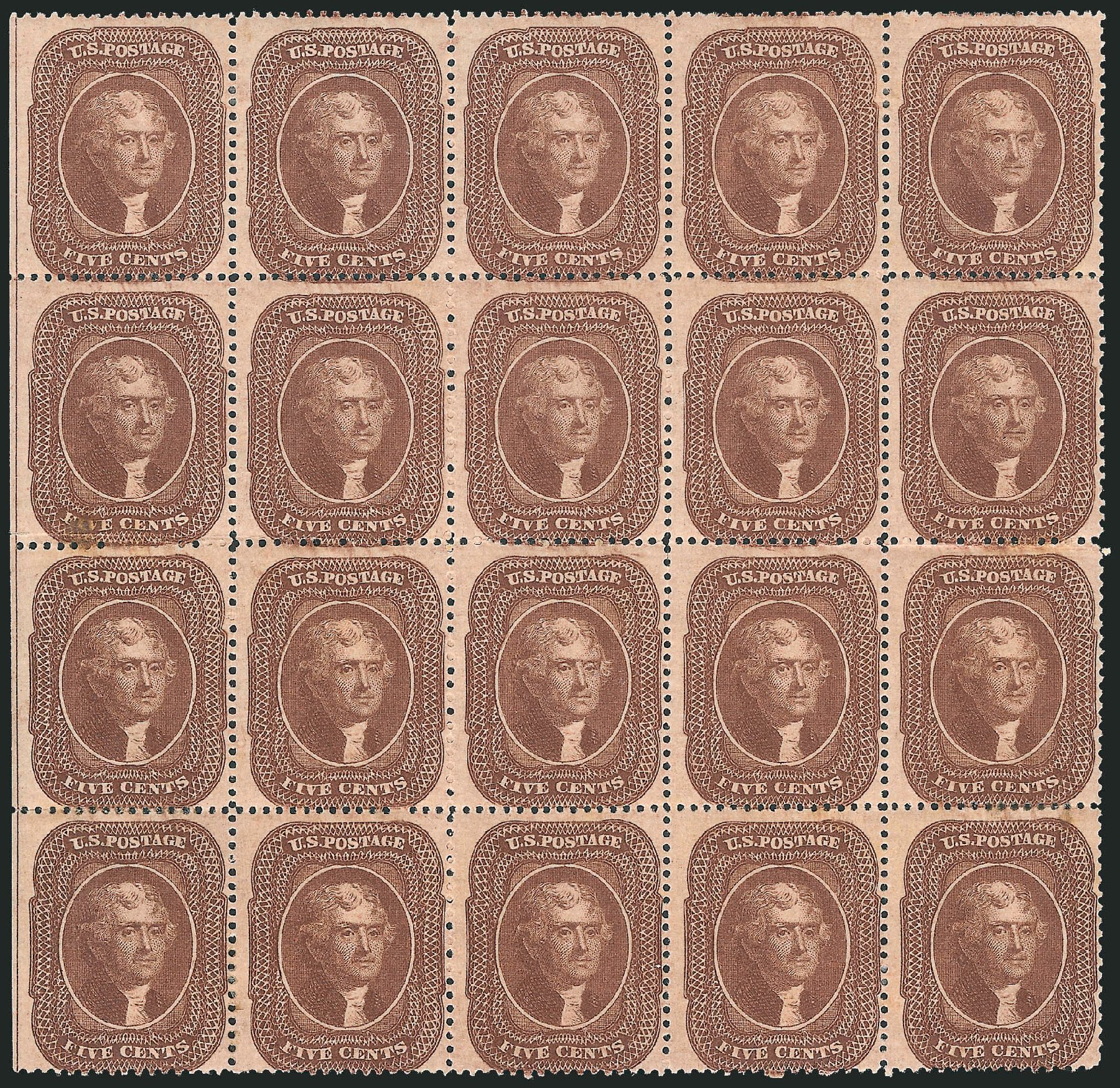 Price of US Stamps Scott Catalog 30A: 1860 5c Jefferson. Robert Siegel Auction Galleries, Mar 2012, Sale 1021, Lot 174