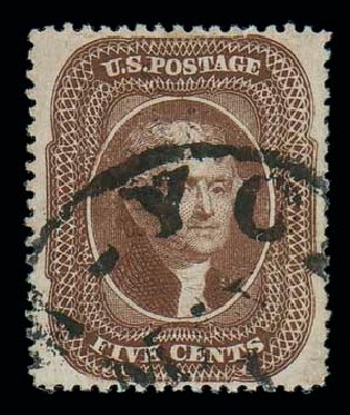 Value of US Stamp Scott # 30A: 5c 1860 Jefferson. Matthew Bennett International, Oct 2007, Sale 322, Lot 2015