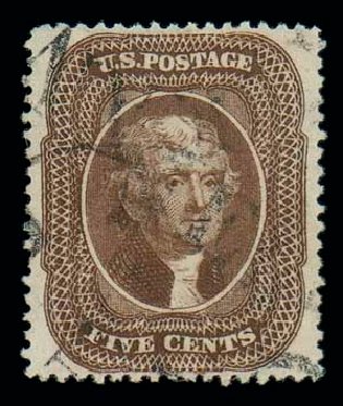 Prices of US Stamps Scott Cat. 30A: 1860 5c Jefferson. Matthew Bennett International, Dec 2007, Sale 325, Lot 1465