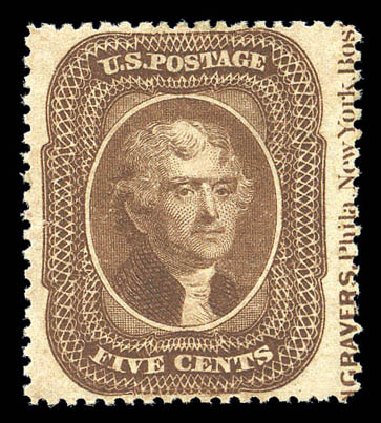 Values of US Stamp Scott Catalogue # 30A: 5c 1860 Jefferson. Matthew Bennett International, Sep 2010, Sale 332, Lot 2005