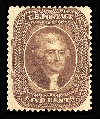 Prices of US Stamp Scott Cat. 30A - 1860 5c Jefferson. Cherrystone Auctions, May 2015, Sale 201505, Lot 5