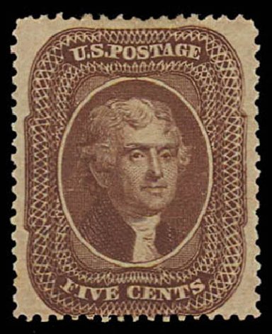 Price of US Stamps Scott Catalogue #30A: 5c 1860 Jefferson. Daniel Kelleher Auctions, Oct 2011, Sale 626, Lot 55