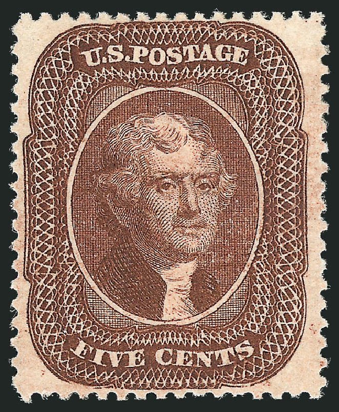 Value of US Stamps Scott Cat. #30A - 1860 5c Jefferson. Robert Siegel Auction Galleries, Nov 2013, Sale 1057, Lot 585