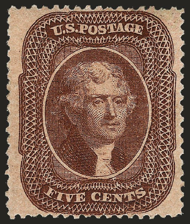 US Stamps Value Scott # 30A - 1860 5c Jefferson. Robert Siegel Auction Galleries, Oct 2008, Sale 963, Lot 365