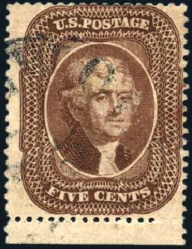 Prices of US Stamp Scott #30A - 1860 5c Jefferson. Harmer-Schau Auction Galleries, Mar 2011, Sale 89, Lot 102