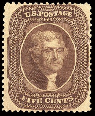 Costs of US Stamp Scott Cat. #30A: 1860 5c Jefferson. Cherrystone Auctions, Mar 2013, Sale 201303, Lot 13