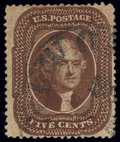 US Stamp Prices Scott Catalogue #30A: 5c 1860 Jefferson. Daniel Kelleher Auctions, Feb 2013, Sale 634, Lot 33