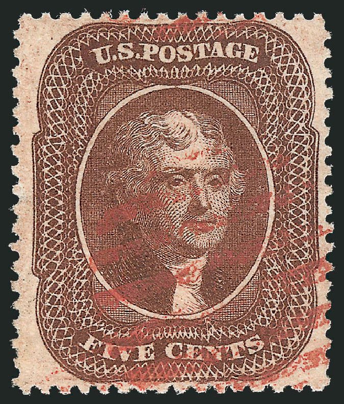 US Stamps Values Scott Catalogue # 30A: 5c 1860 Jefferson. Robert Siegel Auction Galleries, Jun 2012, Sale 1026, Lot 1183