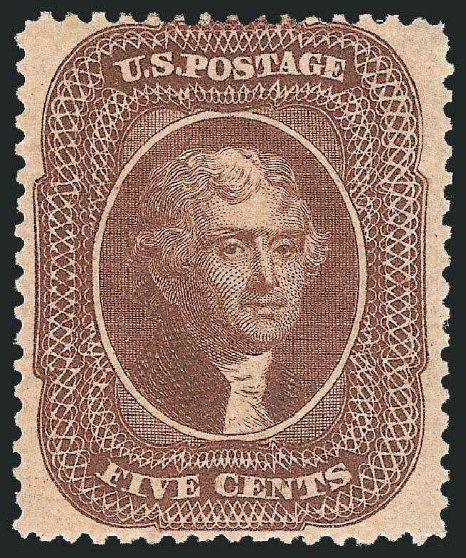 US Stamps Value Scott Catalogue # 30A: 5c 1860 Jefferson. Robert Siegel Auction Galleries, May 2013, Sale 1044, Lot 83
