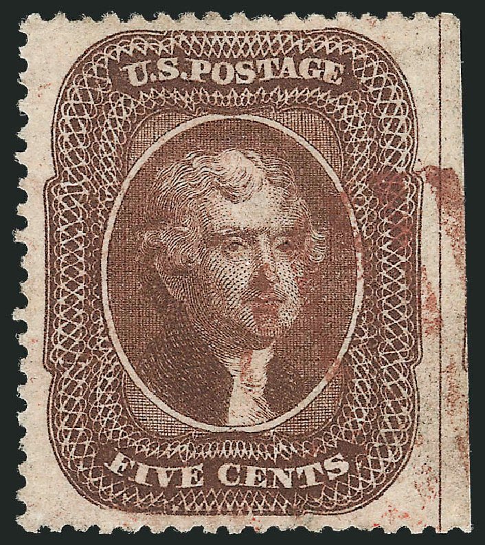 Values of US Stamps Scott Cat. #30A: 5c 1860 Jefferson. Robert Siegel Auction Galleries, Nov 2013, Sale 1061, Lot 3443