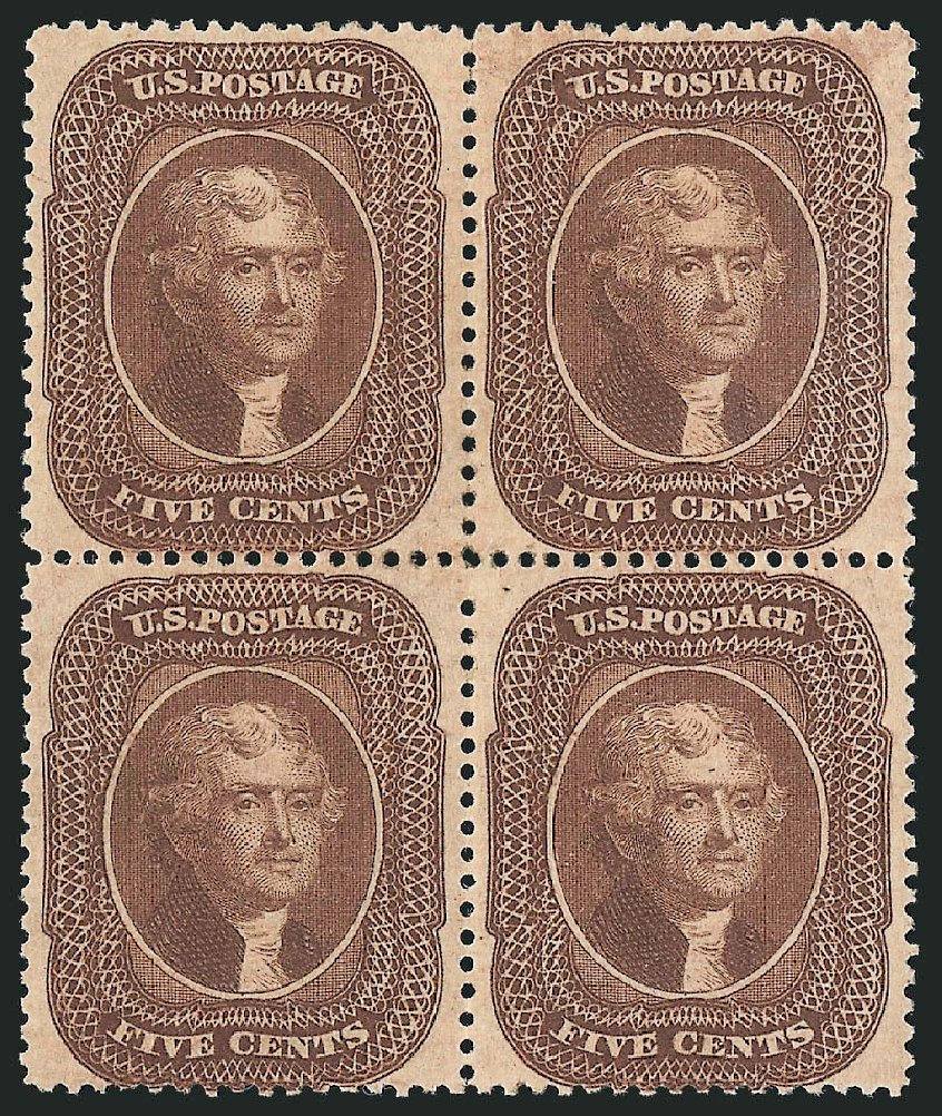US Stamp Price Scott Cat. #30A - 5c 1860 Jefferson. Robert Siegel Auction Galleries, Nov 2014, Sale 1084, Lot 3143