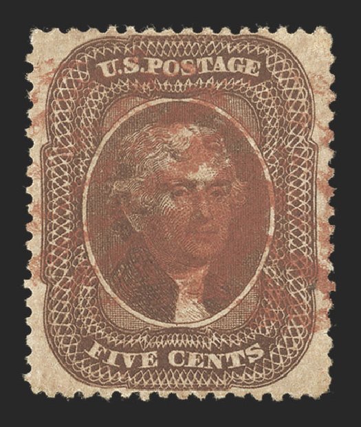 US Stamps Prices Scott Catalogue #30A - 1860 5c Jefferson. Spink Shreves Galleries, Jul 2012, Sale 140, Lot 93