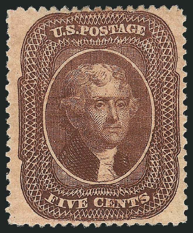 Value of US Stamp Scott # 30A - 1860 5c Jefferson. Robert Siegel Auction Galleries, Mar 2013, Sale 1040, Lot 1246