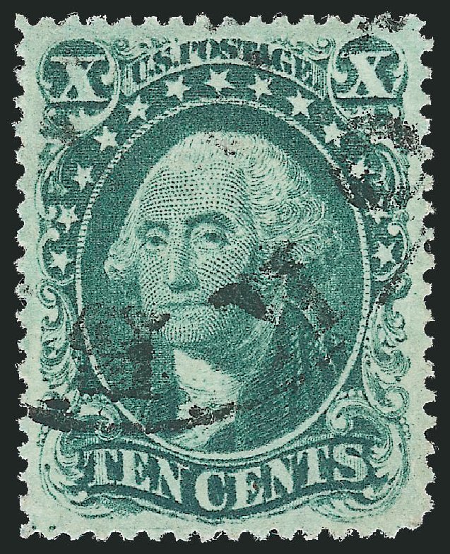 US Stamp Values Scott #31: 1857 10c Washington. Robert Siegel Auction Galleries, Dec 2013, Sale 1062, Lot 145