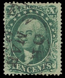 US Stamps Price Scott #31: 10c 1857 Washington. Daniel Kelleher Auctions, Jul 2011, Sale 625, Lot 692