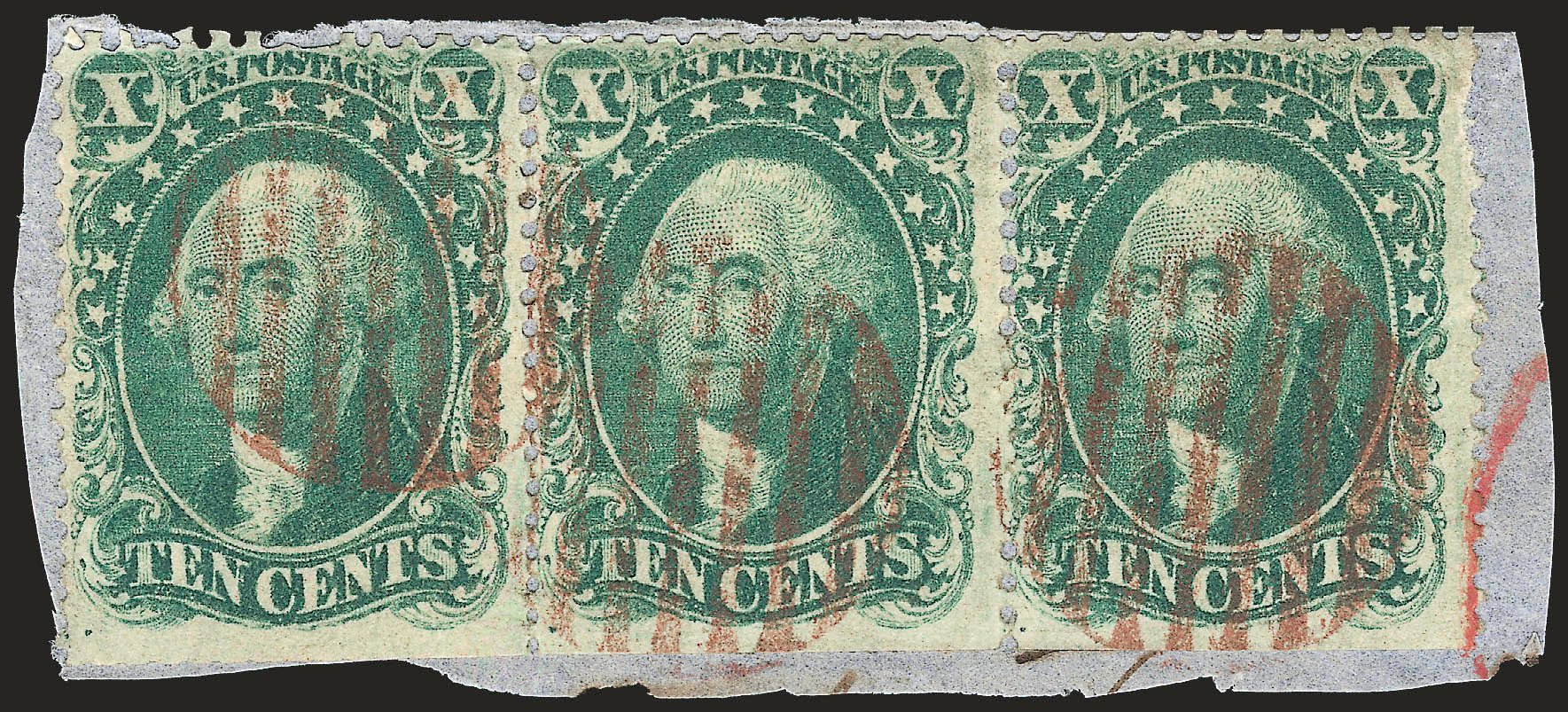Values of US Stamp Scott Catalog # 31 - 1857 10c Washington. Robert Siegel Auction Galleries, Jun 2009, Sale 975, Lot 1202
