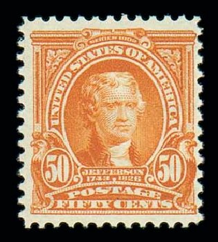 Costs of US Stamps Scott Catalog 310 - 1903 50c Jefferson. Matthew Bennett International, Dec 2007, Sale 324, Lot 1177