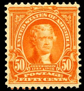 Prices of US Stamps Scott # 310: 1903 50c Jefferson. Daniel Kelleher Auctions, Dec 2012, Sale 633, Lot 557