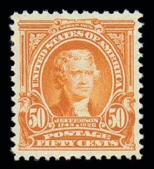 US Stamp Prices Scott Cat. # 310: 1903 50c Jefferson. Matthew Bennett International, Oct 2007, Sale 322, Lot 2159