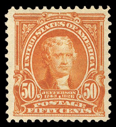 US Stamps Price Scott Cat. # 310: 50c 1903 Jefferson. Cherrystone Auctions, Nov 2009, Sale 200911, Lot 3109