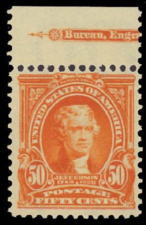 Value of US Stamp Scott Cat. 310 - 50c 1903 Jefferson. Daniel Kelleher Auctions, Jun 2012, Sale 630, Lot 1709