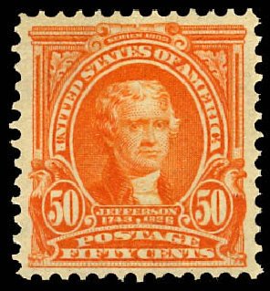 Price of US Stamps Scott #310 - 1903 50c Jefferson. Daniel Kelleher Auctions, Dec 2012, Sale 633, Lot 559