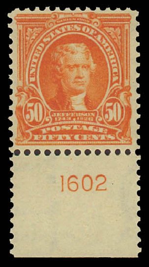 Price of US Stamps Scott Cat. 310 - 50c 1903 Jefferson. Daniel Kelleher Auctions, Jun 2012, Sale 630, Lot 1711