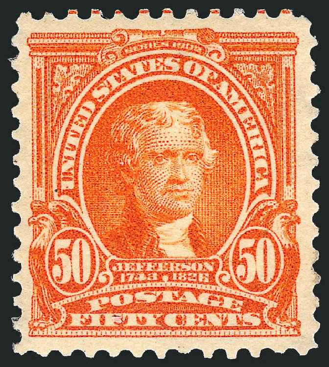 Values of US Stamp Scott # 310 - 50c 1903 Jefferson. Robert Siegel Auction Galleries, Oct 2008, Sale 963, Lot 921