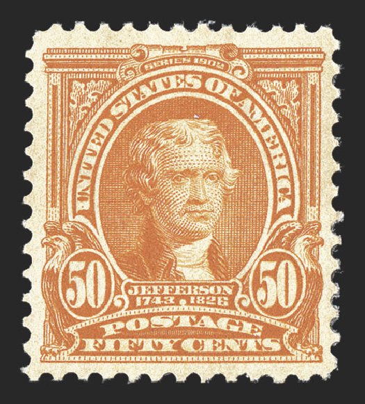 Values of US Stamp Scott 310: 1903 50c Jefferson. Spink Shreves Galleries, Jul 2012, Sale 140, Lot 214