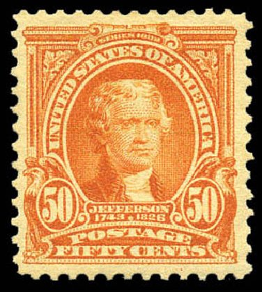 US Stamps Value Scott Catalog # 310 - 50c 1903 Jefferson. Matthew Bennett International, Mar 2011, Sale 337, Lot 2775
