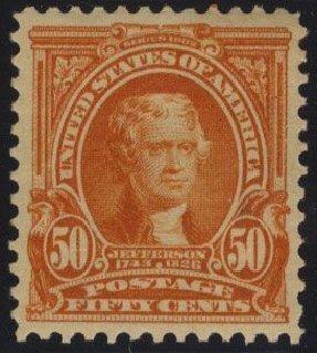 Costs of US Stamps Scott Catalog #310 - 50c 1903 Jefferson. Cherrystone Auctions, Mar 2008, Sale 200803, Lot 242
