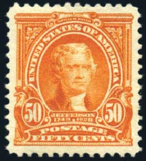 US Stamps Price Scott #310 - 50c 1903 Jefferson. Harmer-Schau Auction Galleries, Jul 2010, Sale 86, Lot 502
