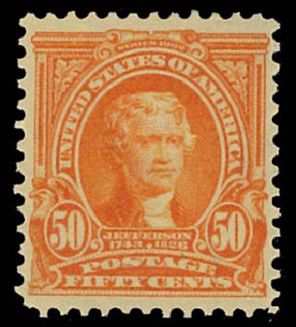 Value of US Stamps Scott # 310 - 50c 1903 Jefferson. Daniel Kelleher Auctions, Oct 2011, Sale 626, Lot 303