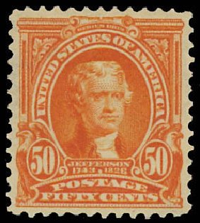 Prices of US Stamps Scott #310 - 50c 1903 Jefferson. Daniel Kelleher Auctions, Jun 2012, Sale 630, Lot 1713