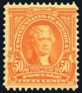 Values of US Stamps Scott Catalogue 310: 50c 1903 Jefferson. Harmer-Schau Auction Galleries, Aug 2011, Sale 90, Lot 1456