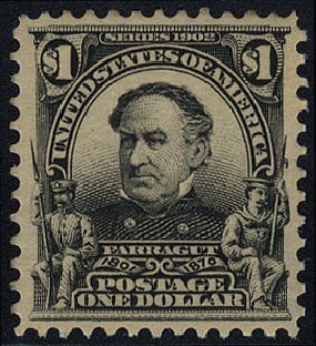 US Stamp Value Scott Catalogue # 311: US$1.00 1903 Farragut. Cherrystone Auctions, May 2008, Sale 200805, Lot 228