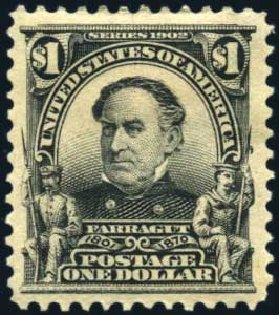 US Stamp Values Scott Catalog # 311: 1903 US$1.00 Farragut. Harmer-Schau Auction Galleries, Feb 2010, Sale 84, Lot 1518