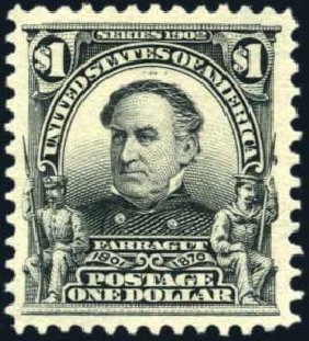 Prices of US Stamps Scott Catalog 311 - US$1.00 1903 Farragut. Harmer-Schau Auction Galleries, Mar 2011, Sale 89, Lot 298