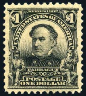 Value of US Stamp Scott Cat. # 311: 1903 US$1.00 Farragut. Harmer-Schau Auction Galleries, Aug 2011, Sale 90, Lot 1458