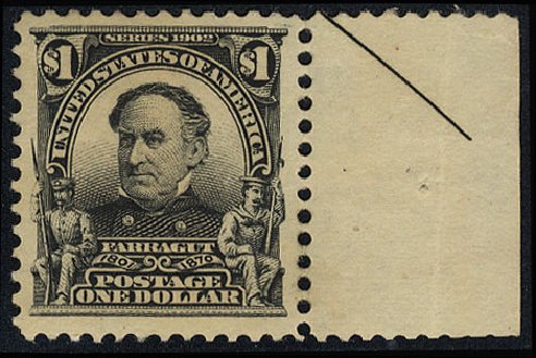 Prices of US Stamp Scott 311: 1903 US$1.00 Farragut. Cherrystone Auctions, May 2008, Sale 200805, Lot 229